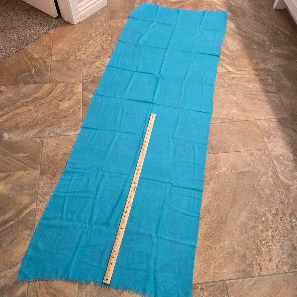 Mai‎ Turquoise Blue Eyelash Fringe Lightweight Rectangular Scarf Wrap